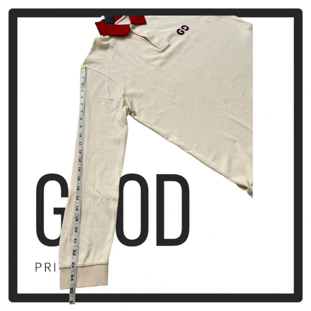 Gucci Cream Polo Shirt with Red Collar‎